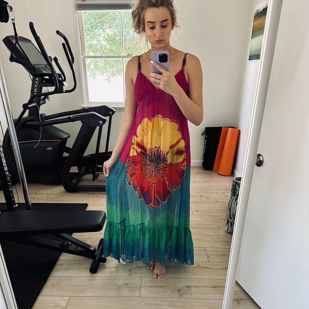 Vintage Diane Von Furstenburg Andy WarholSilk Maxi Dress